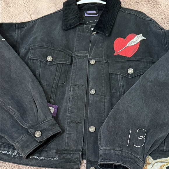 Taylor Swift Jackets & Blazers - New Black Denim Jacket with Heart Embroidery Taylor swift